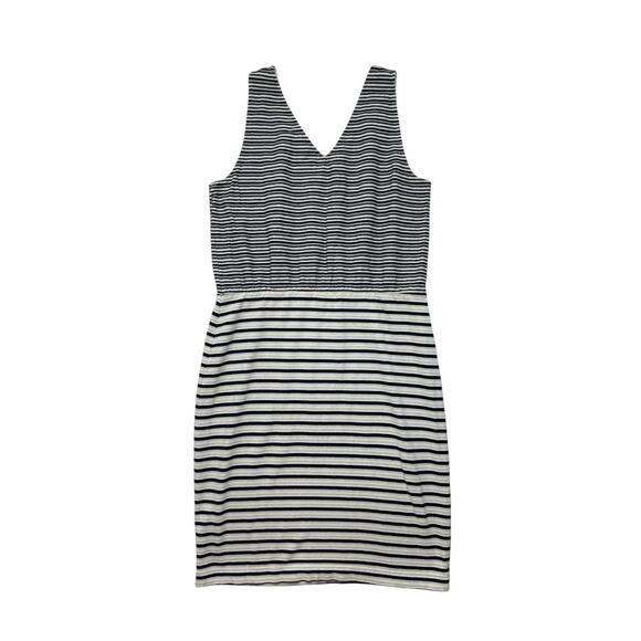 THREE DOTS Multi Stripe Terry Knit Sleeveless Dress Size XL Navy Blue Ivory Soft - Picture 5 of 10